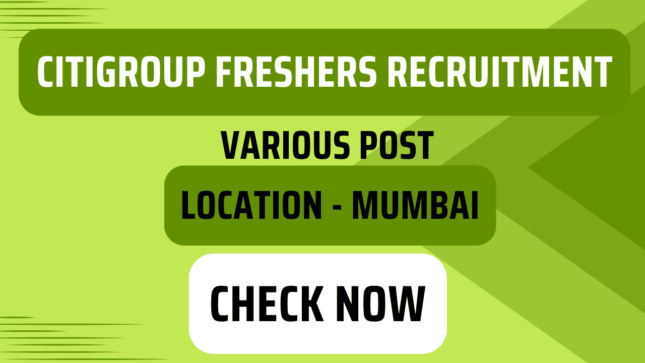 Citigroup Freshers Recruitment for Various Posts, Drive for 2024-2025